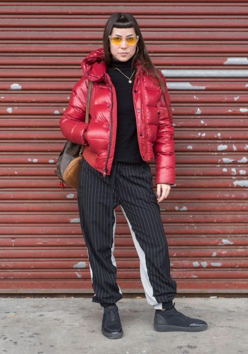 nyc-looks:Charlene, 27“I’m wearing a thrifted TNA puffer...