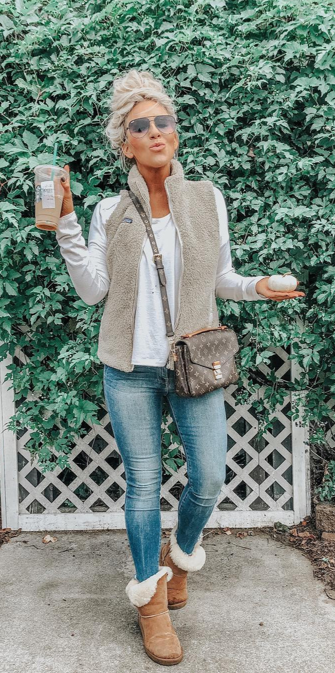50+ Cozy Outfit Ideas You Need - #Fashion, #Pretty, #Picoftheday, #Best, #Top Pumpkins, iced PSLand cozy layers!!!! I linked this exact vest plus some other AMAZING new ones that I WANT soooo bad I also linked my exact layering tee that on sale right now making is around $12.00 Shop my exact look by following me on the  App OR click on the link in my bio and then click on the pic you want to shop:  