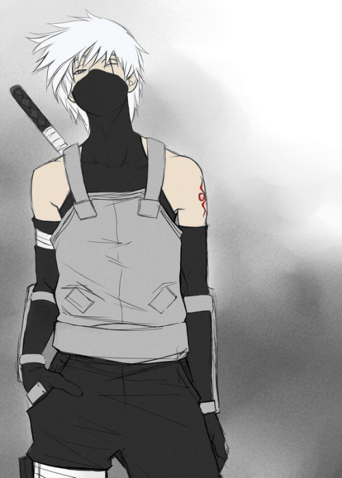 moritoakira-art:Old fanart of Kakashi and Yamato. Anbu-style :3