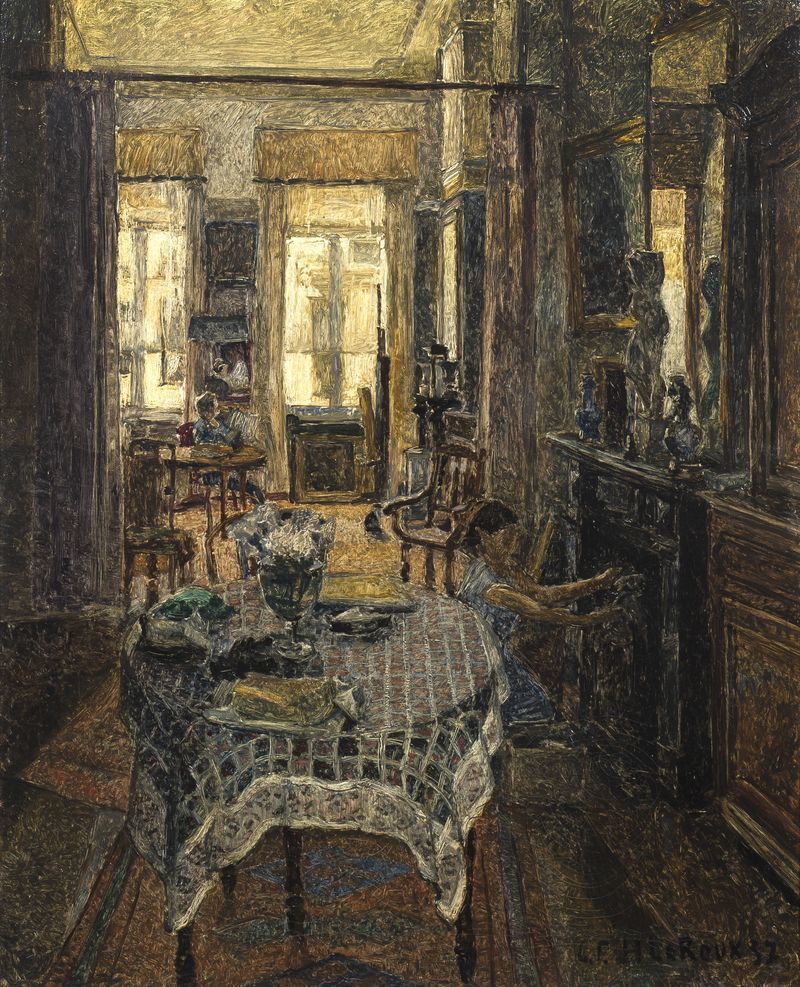 huariqueje:
“ Intérieur in Auderghem - Henri Le Roux, 1937.
Belgian, 1872 - 1942
Oil on canvas, 100 x 81 cm.
”