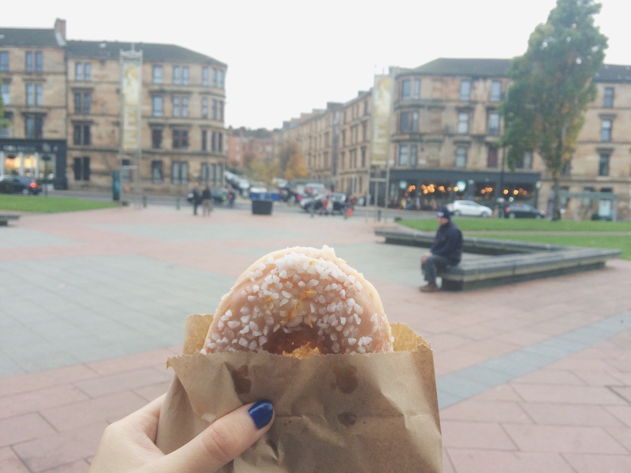 We had doughnuts outside the museum while waiting for Ken Fui