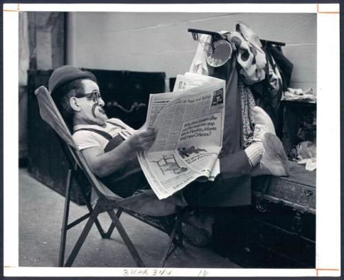 historicaltimes:A performer backstage at Ringling Brothers...