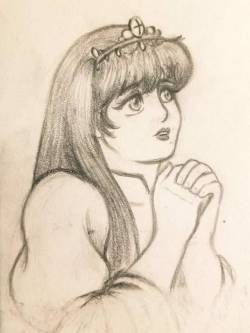 Initial sketch: Based on "La prire" by Jean-Baptiste Greuze.