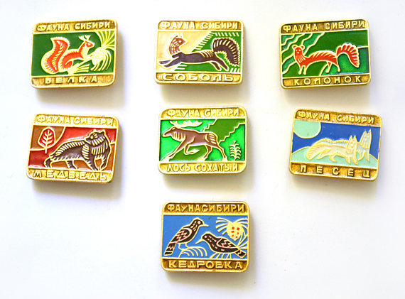 Animals of Siberia enamel pins
Listed on Etsy: https://www.etsy.com/sovietpostcards/listing/526248802/animals-of-siberia-enamel-pins-metal