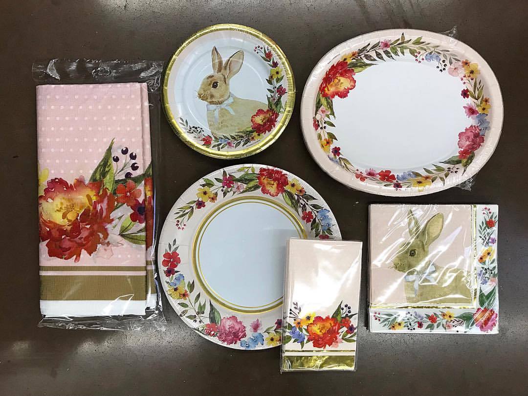 The prettiest paper plates, napkins, and table... Whoa, wait. Walmart?