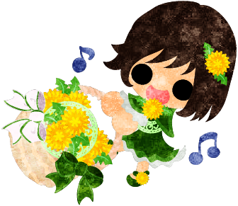 春のフリーのイラスト素材 可愛い女の子とタンポポの花かごのイラスト Free フリー素材のatelier B W 加工 印刷 商用利用可能