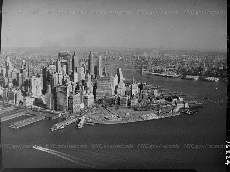 New York City's Bridge to the Past: Aerial photo of downtown New York ...