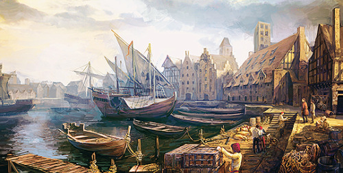 the-disenchanted:The Free City of Novigrad, concept art, from...