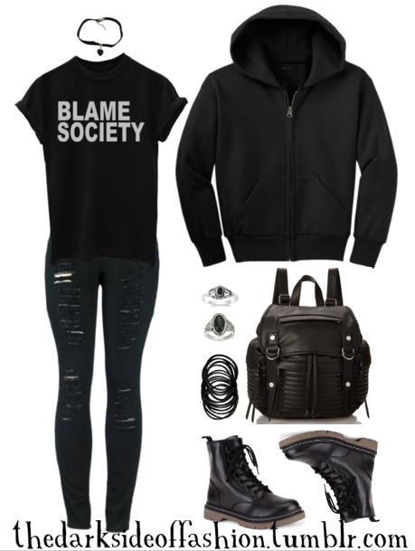 thedarksideoffashion:Blame societyTee $7.49 / Jeans $38.91 /...