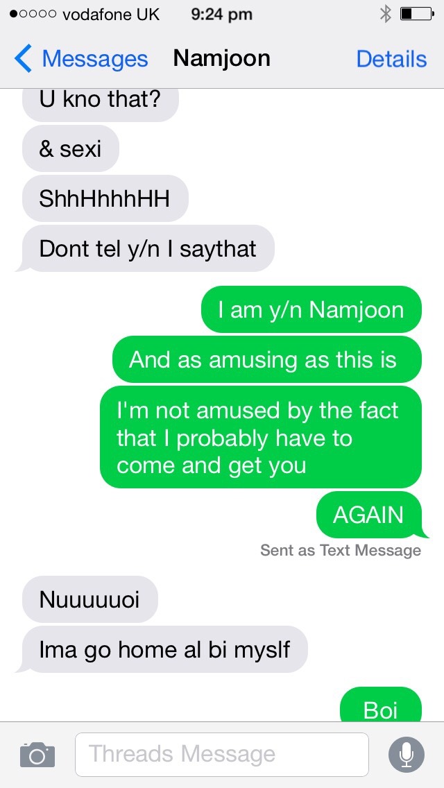 Kpop Idol Texts — Drunk texts W/ Namjoon Part 2 Thanks for...