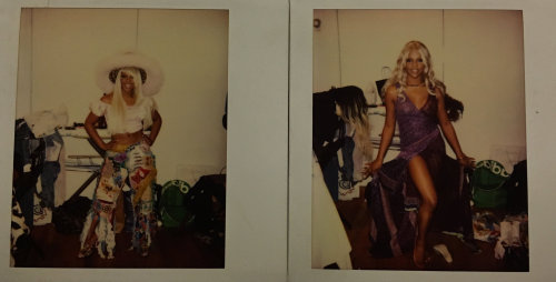 Lil Kim & Misa Hylton playing dress up behind the scenes of...