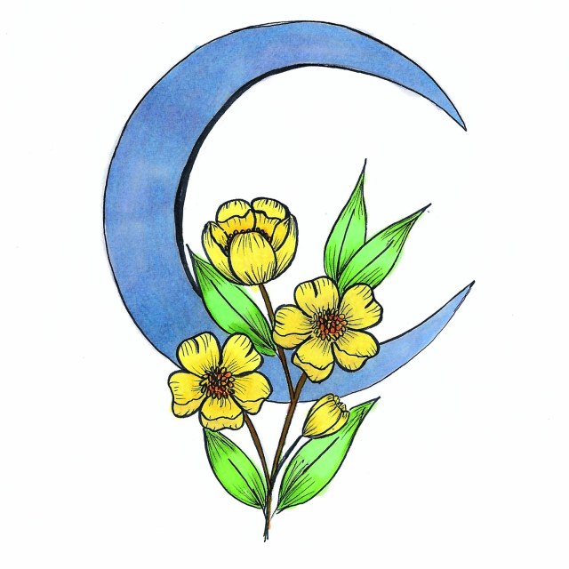 floral crescent moon | Tumblr