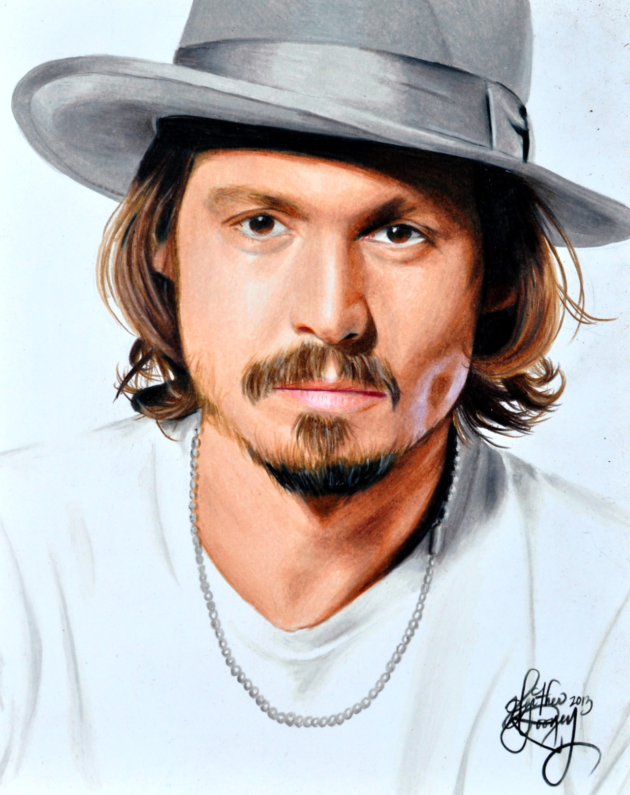 Heather Rooney Art Colored pencil drawing of Johnny Depp