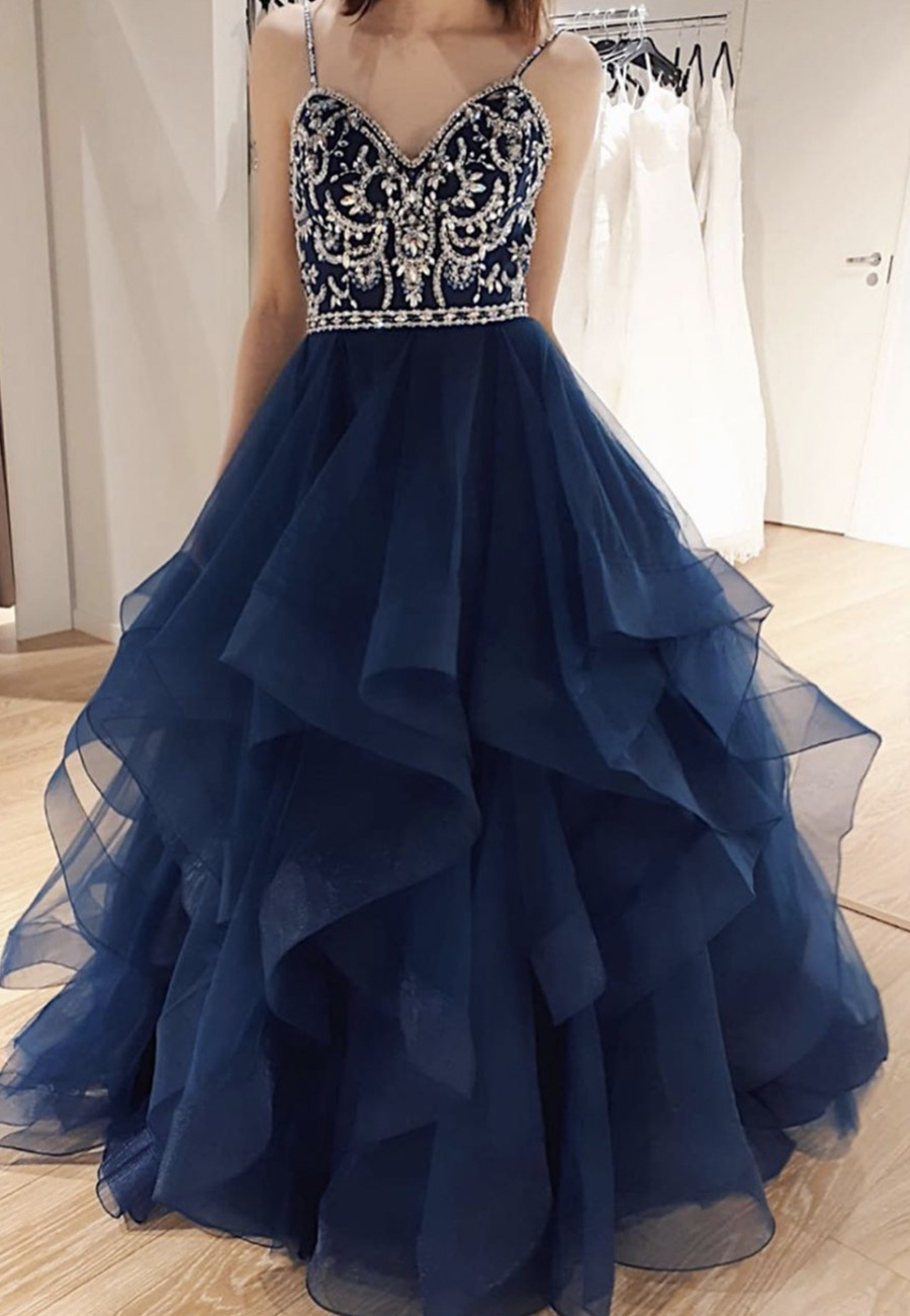 prom dresses — navy blue prom dresses