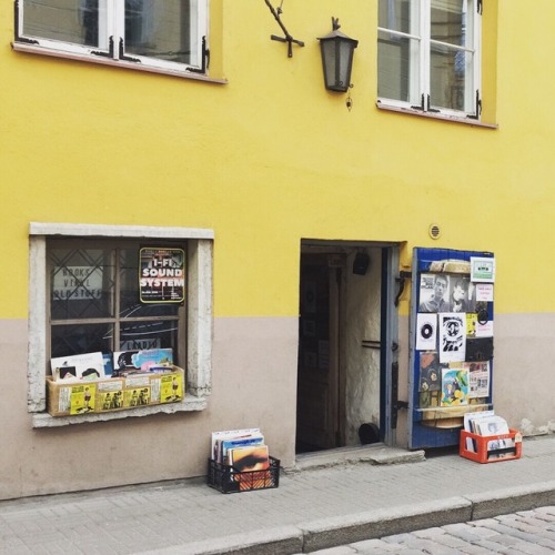 A cool record store in Tallinn, Estonia; Tallinn Old Town...