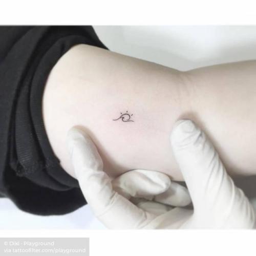 By Diki · Playground, done at Playground Tattoo, Seoul.... small;micro;line art;inner arm;playground;tiny;summer;ifttt;little;nature;minimalist;four season;sun and wave;fine line