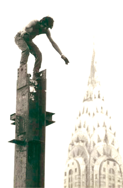 oldnewyork:Kahnawake Mohawk iron worker atop a column in NYC...