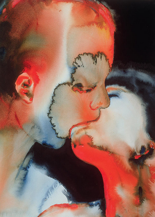 blue-voids:Graham Dean - Close-Up Kiss, watercolor on paper,...