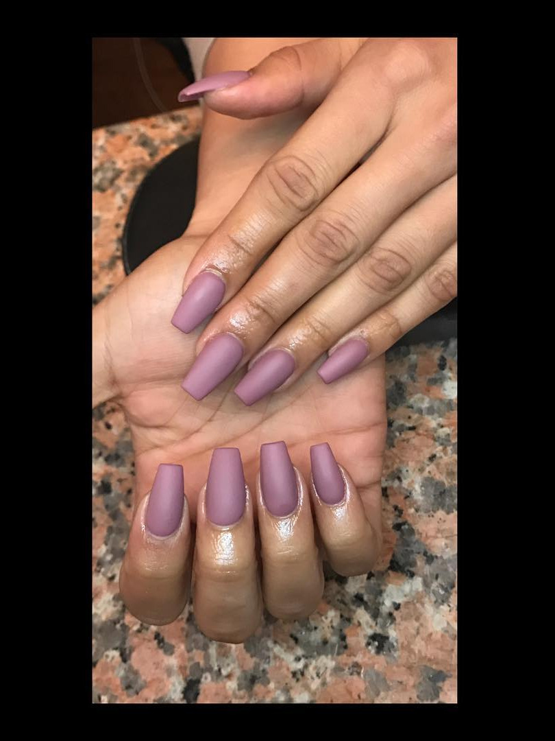 pink nails, static nails, elegant nails, nail glue, opi gel nail polish Matte Purple Coffin Nails 