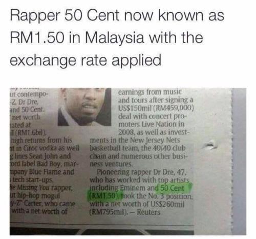 30-minute-memes:50 cent in Malaysia.