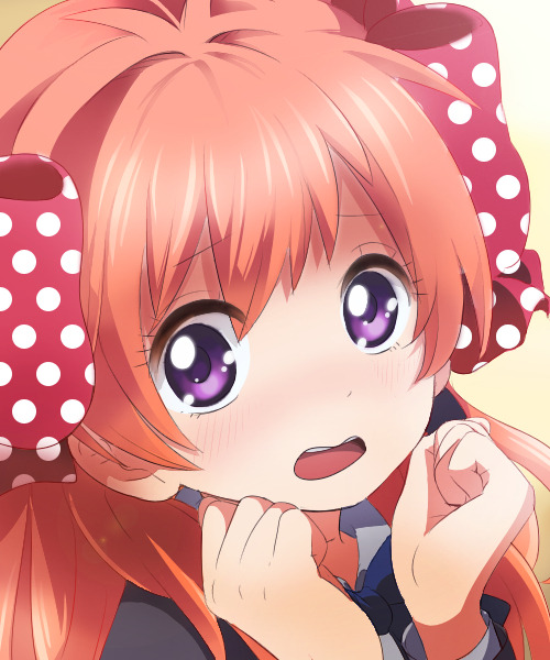 Anime Girl Orange Hair Purple Eyes