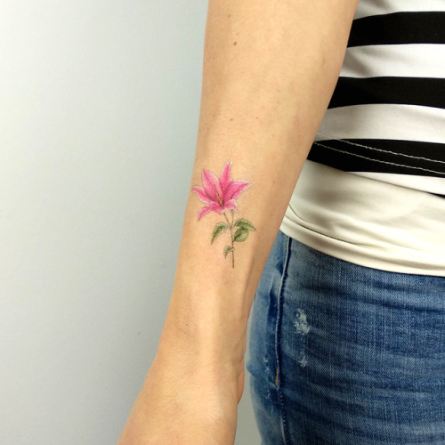 Lily temporary tattoo designed by tattoo artist Mini Lau, get it... flower;minilau;lily;nature;temporary