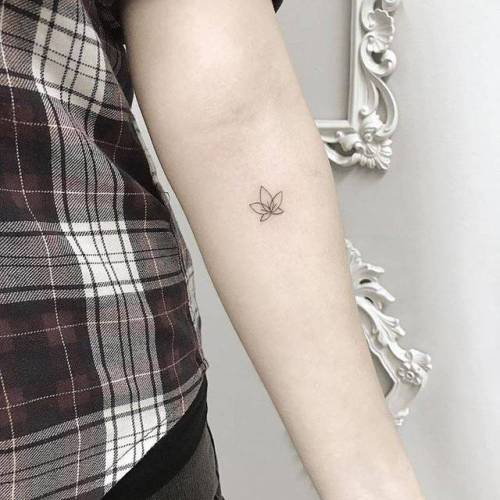 Tattoo tagged with: flower, small, jkkim, micro, line art, tiny, ifttt,  little, nature, minimalist, inner forearm, hindu, religious, fine line, lotus  flower 