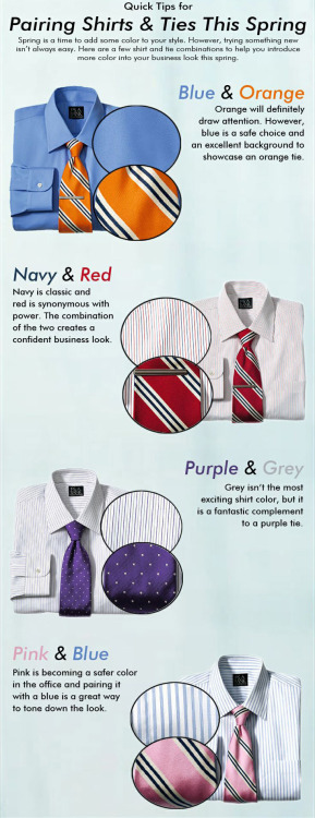 A cheat sheet to pairing shirts and ties this...