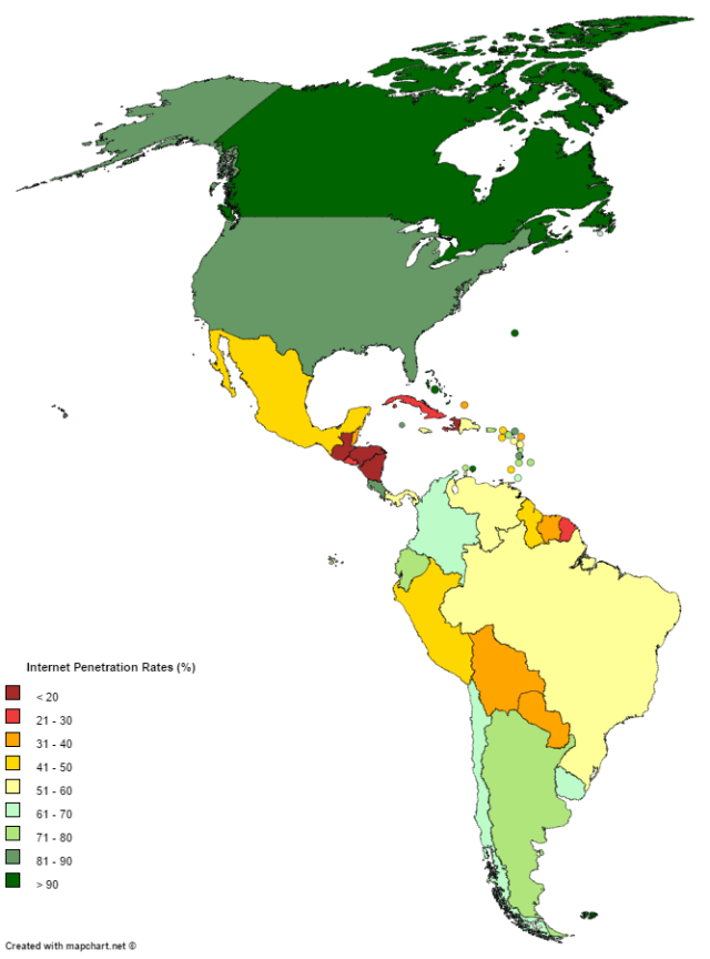 Internet Usage in the Americas. [[MORE]]... - Maps on the Web