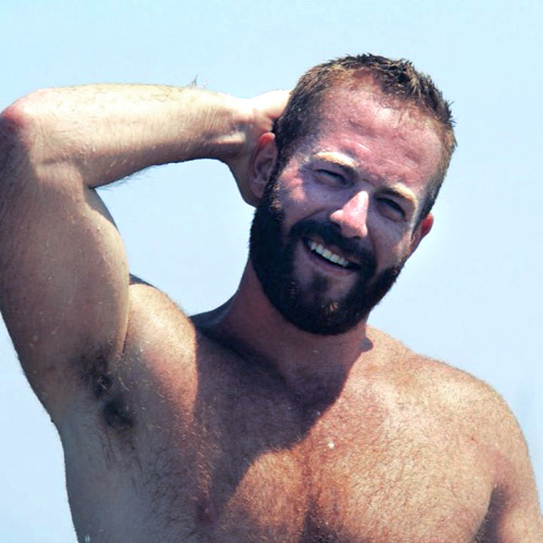 Hairy chest, legs,Beard and Mustache.