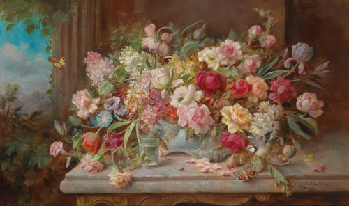 andantegrazioso:Pfingstrosen in einer Vase| Hans Zatzka...