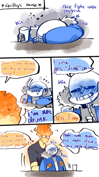 shanranran:I just wanna draw drunk Sans and Grillby’s booty