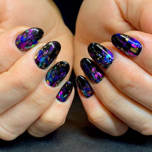 Midnight confetti ombré! Loved doing this technique with five...