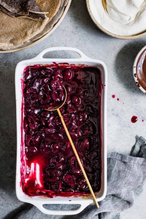 sweetoothgirl:Buckwheat Crepes with Roasted Cherries &...