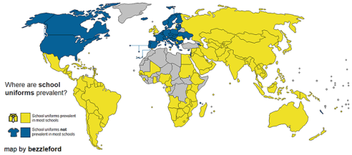 mapsontheweb:Where are school uniforms prevalent? Keep reading