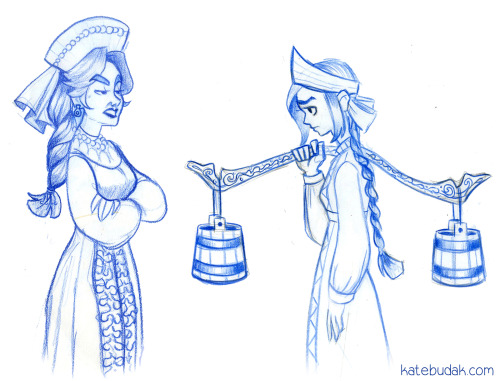 catchkat:Some early character sketches for Nastenka, the older...