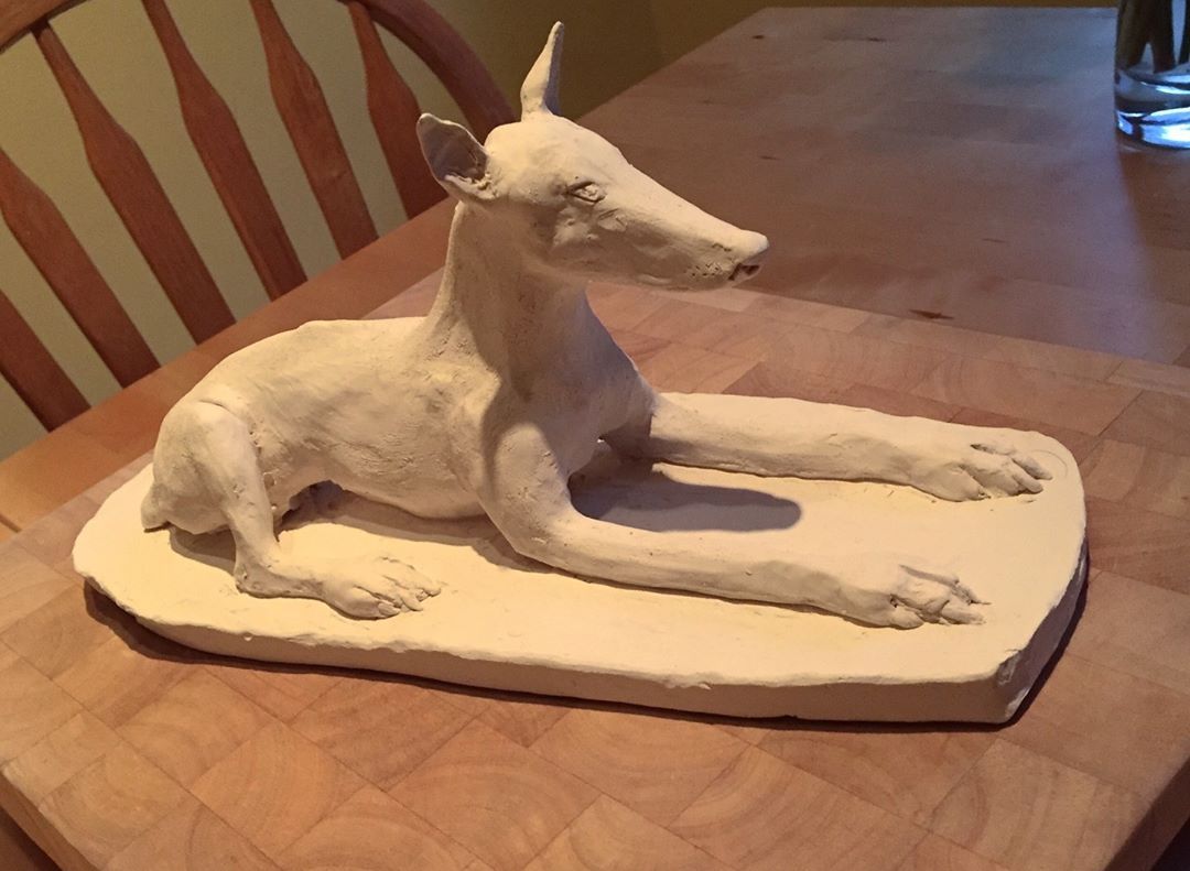 #fired #clay #sculpture #Bella #ghostdog #dobermanpinscher