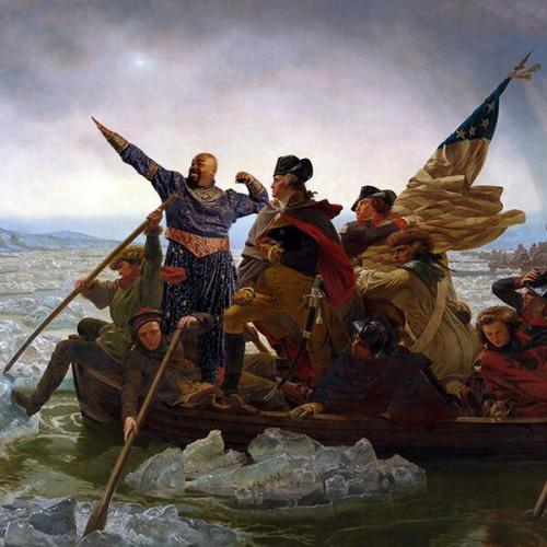 The long lost original painting of Genie crossing the Delaware. I wonder what George Washington’s three wishes were?
[credit: @Aladdin]