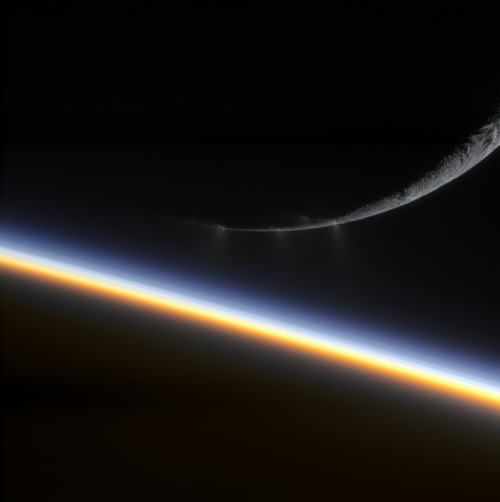 astronomyblog:Enceladus and Saturn Image credit: Gordan...