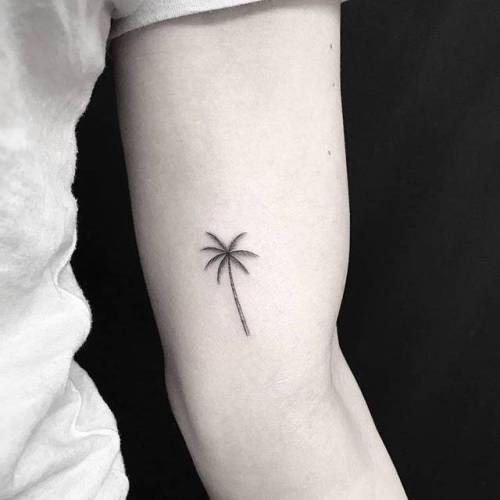 By Jing, done at Jing’s Tattoo, Queens.... jing;tree;small;inner arm;tiny;palm tree;ifttt;little;nature;illustrative