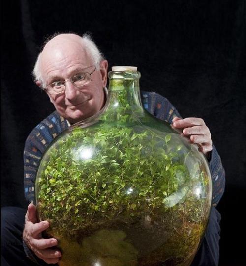 In 1960, David Latimer planted a garden inside of a giant glass bottle and sealed it shut. Latimer only opened the bottle once in 1972 to add a bit of water. The self contained ecosystem has flourished for 60 years.