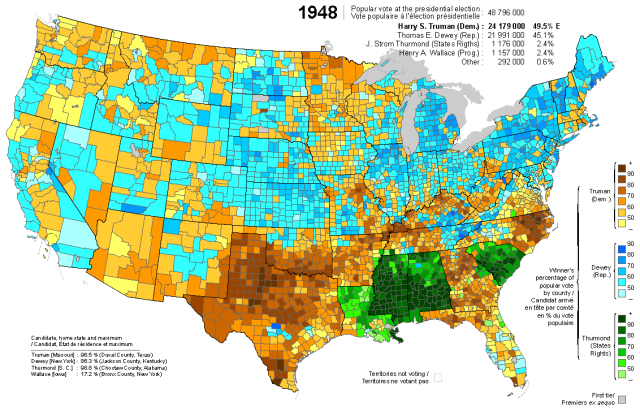 US presidential election results by county, 1948.... - Maps on the Web