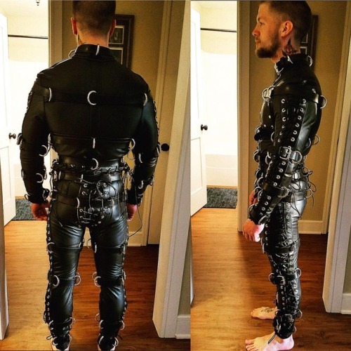 mr-s-leather:JimmyUSMC fitted up in our Fetters Bondage Suit to...