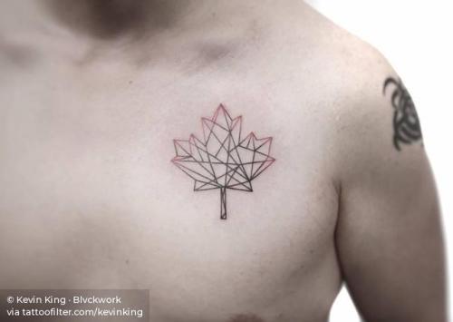 By Kevin King · Blvckwork, done at Bang Bang Tattoo, Manhattan.... canada;patriotic;line art;leaf;chest;low poly;kevinking;facebook;nature;twitter;maple leaf;experimental;medium size;other
