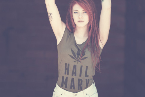 Hail Mary olive green wild youth girly girly clothing shirt design redhead red hair hipster style hipster fashion 420 friendly Mary Jane marijuana Kish smoke