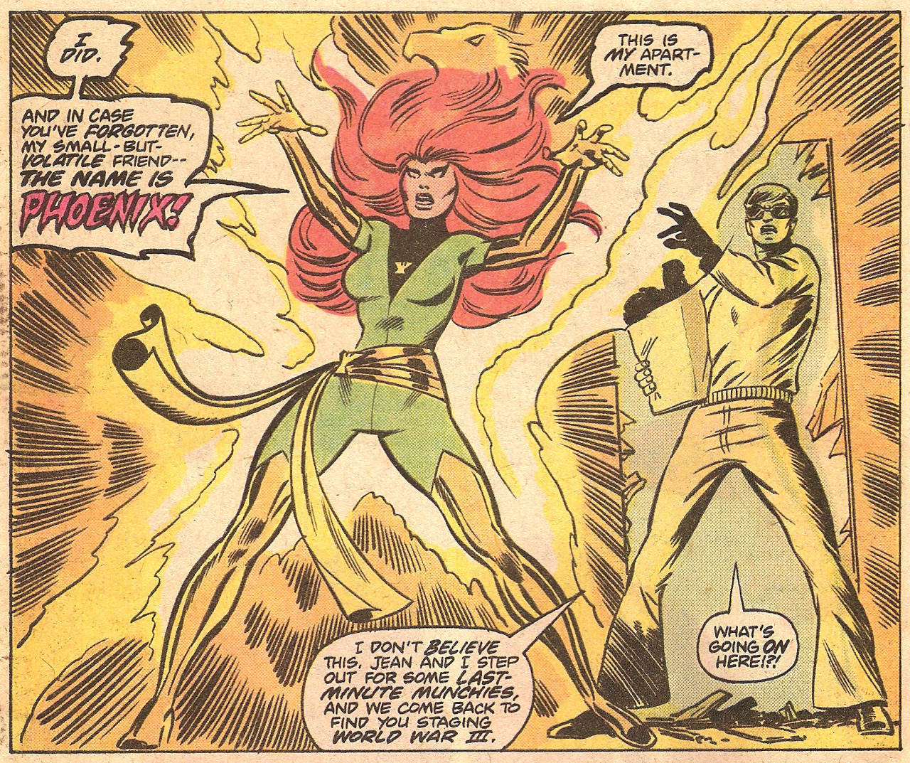 Jean Cannot Not Abide Party Crashers (by John Byrne & Dan Green from Iron Fist #15, 1977)