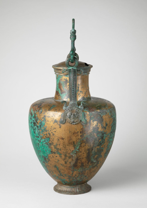 theancientwayoflife:~ Bronze neck-amphora (jar) with lid and...