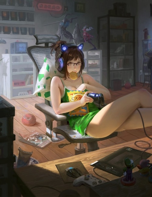 Anime gamer girl gif