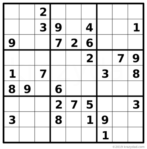 little puzzler — Solve this puzzle at Krazydad Super-Tough Sudoku...