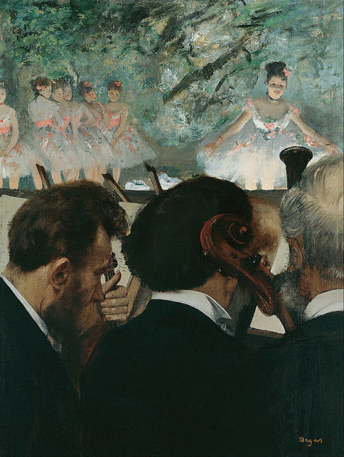 wonderwarhol:Musicians in the Orchestra, 1872, by Edgar Degas...